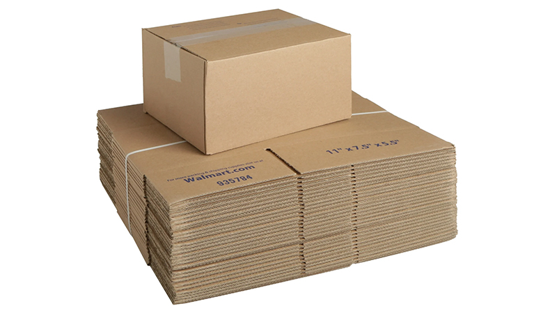 Recycled cardboard shipping boxes 11 by 7.5 by 5.5 inches.